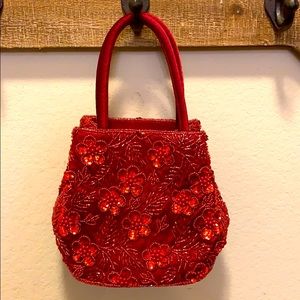 Beautiful red beaded clutch purse